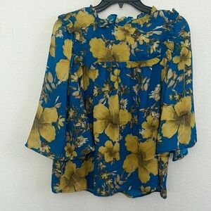 Floral Blue and Yellow Women's Top‎